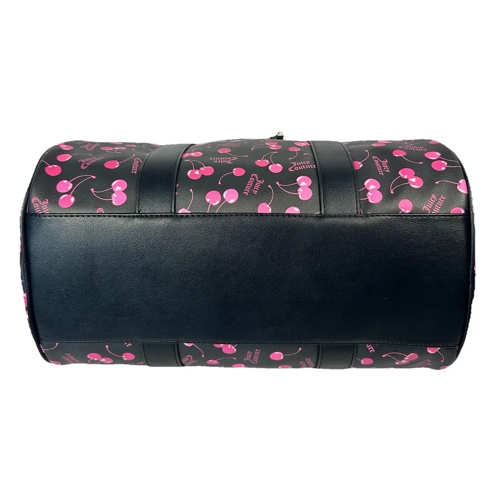 Juicy Couture Cherry Cherries Duffle Bag Black Pink Y2K Charm Boston Bag
